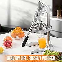Vista 2 de Manual Juicer, AMOHEE Stainless Steel Orange Juicer Squeezer for Citrus Lemon Pomegranate, Easy to Use & Clean Countertop Hand Press