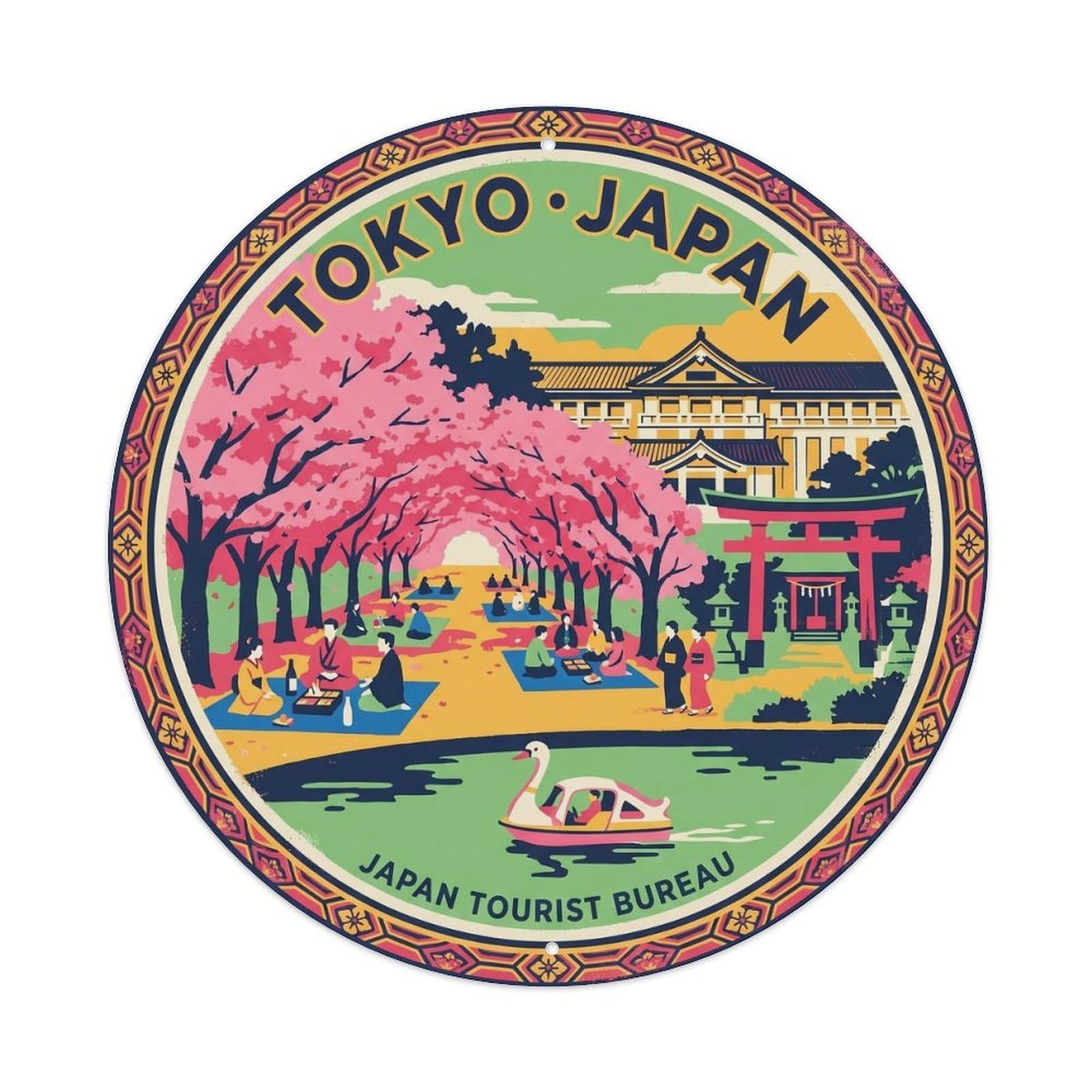 Tokyo Ueno Park Cherry Blossom Hanami Festival Local Metal Tin Sign