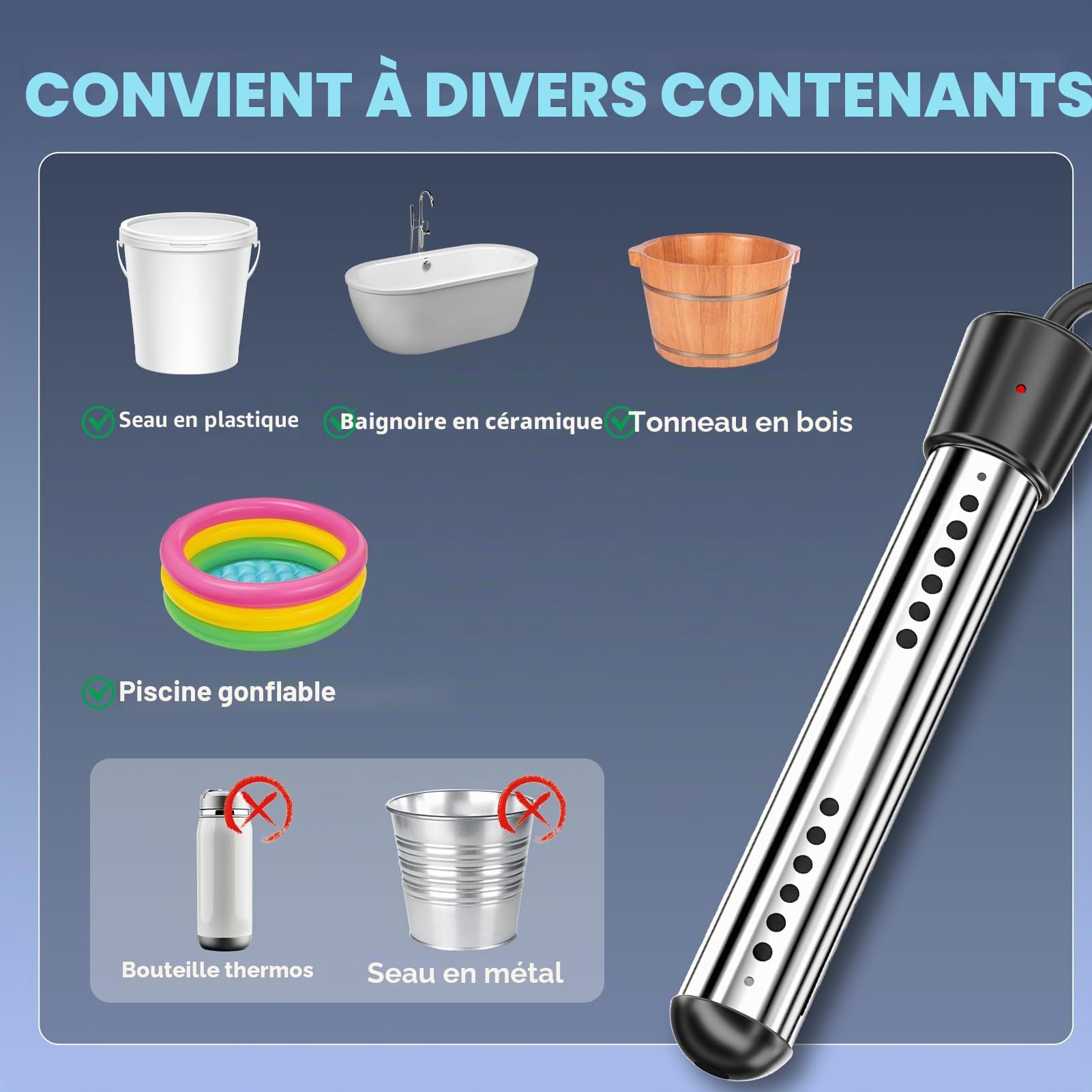 BSEED Douche Portable pour Camping avec Chauffe-eau à Immersion, Douche de Camping Rechargeable 6000mAh avec Affichage LED Intelligent, Douche Extérieure pour la Randonnée, les Voyages, les Animaux de