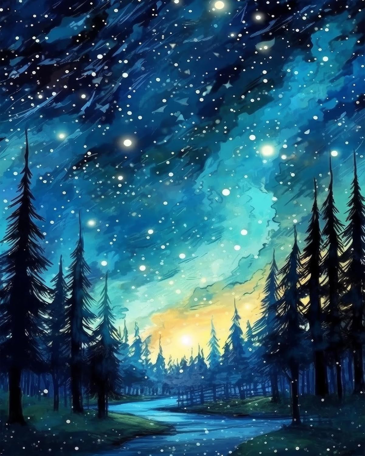 Paint by Numbers Kit for Adults Beginner, Watercolor Night