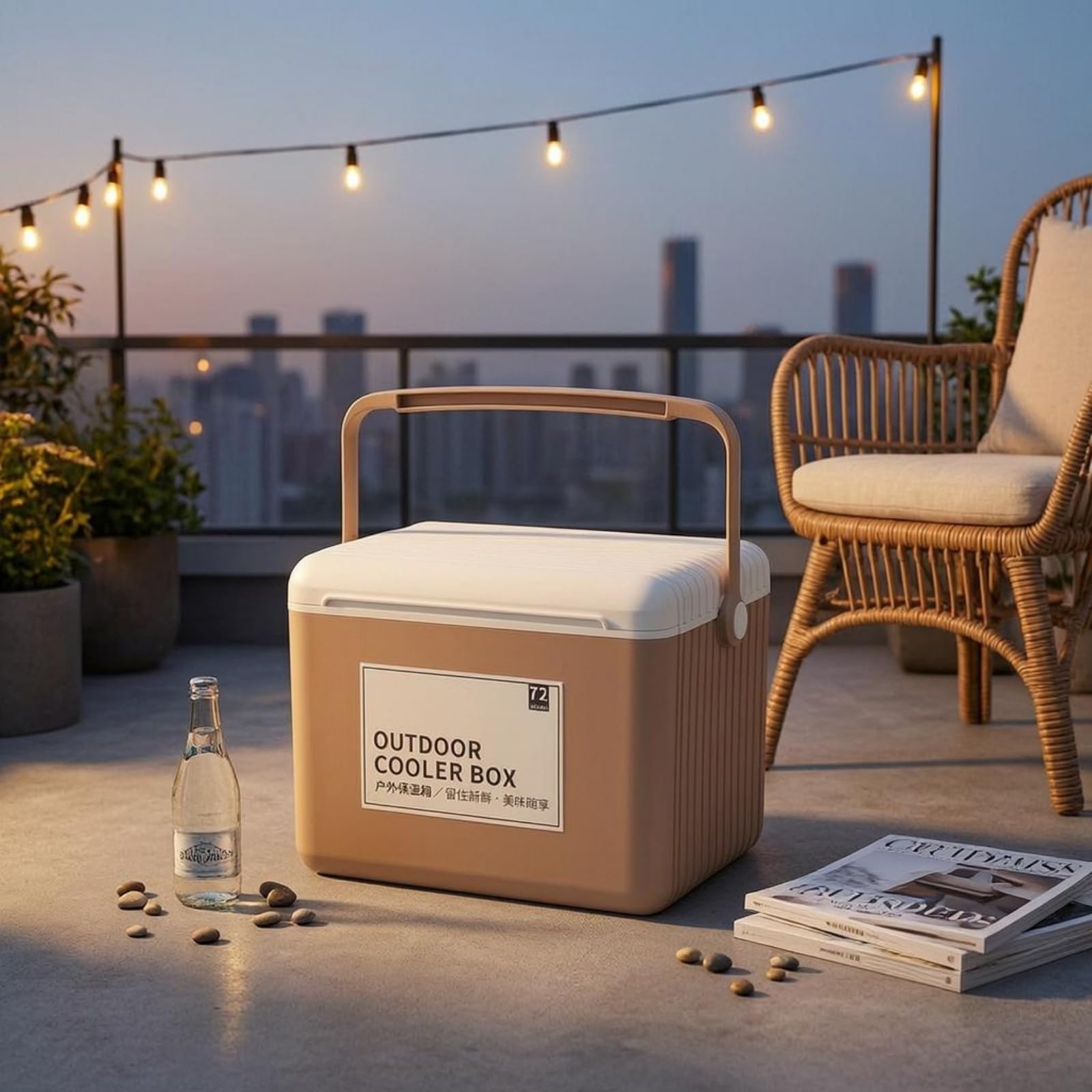 Nevera Portátil Hielera Contenedor Térmico Caja Isotérmica con Cuerpo Rectangular Rígido y Paneles Acanalados Aislamiento para Conservación en Frío
