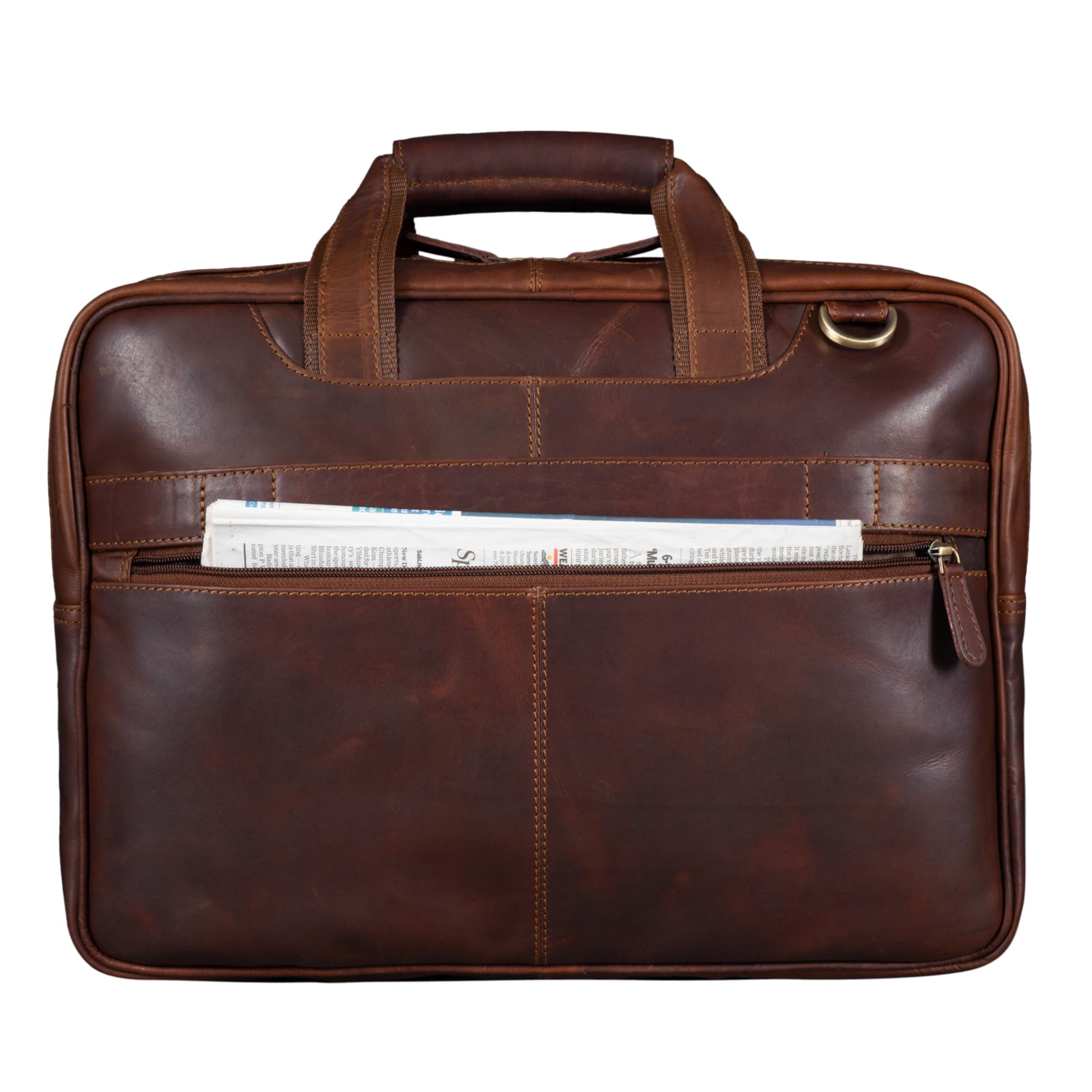 STILORD Astor Sac de Professeur Cuir Serviette Homme Femme Mallette Porte-Documents Grand Sac à Bandoulière Cuir Véritable Couleur:Cognac - Marron foncé