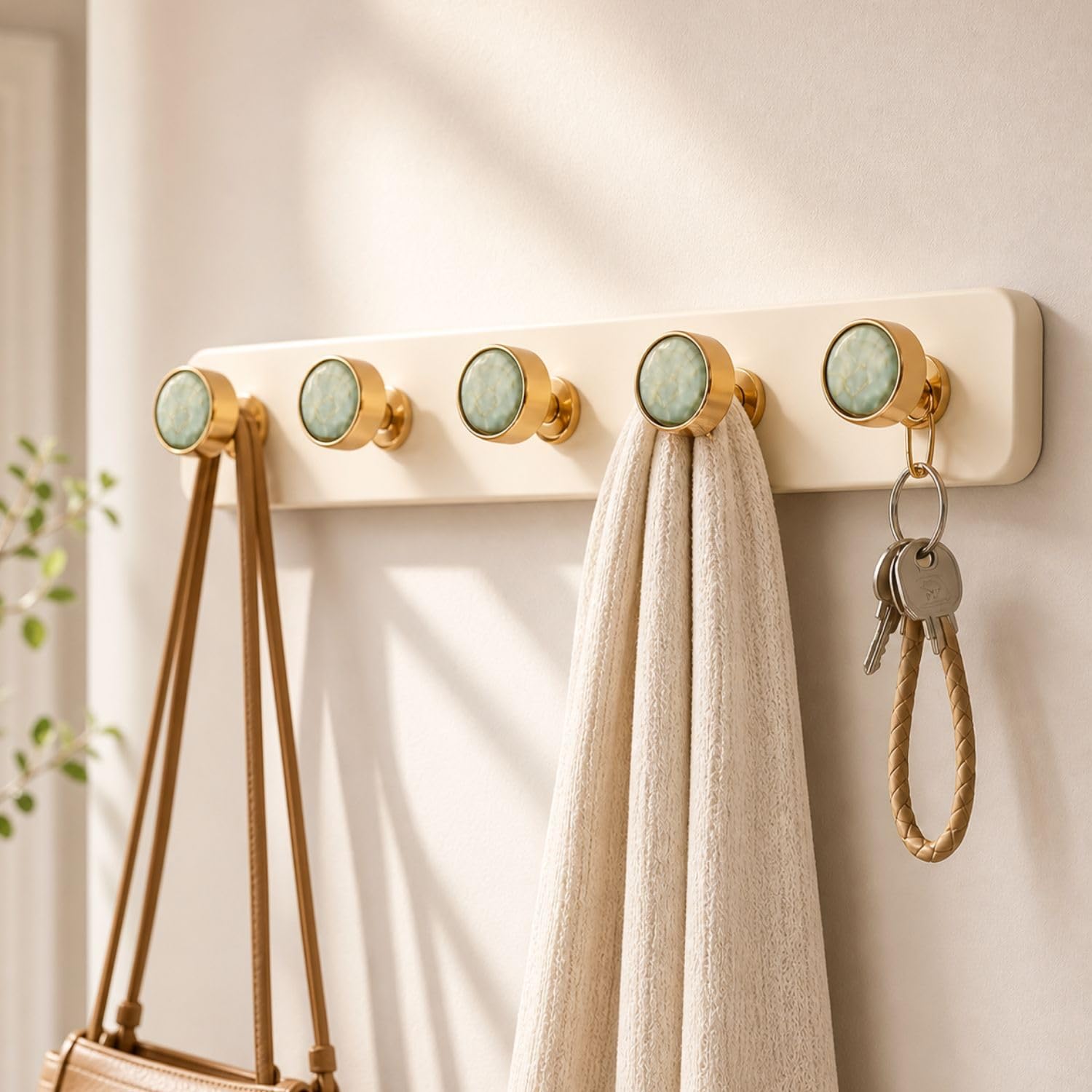 HomeStrap 5 Hook Rack Self Adhesive Wall Hooks Without Drilling | Multipurpose Stick-On Hook Rack with No Screw Installation & No Wall Marks for Bathroom, Kitchen, Bedroom & Entryway Organization-image-14