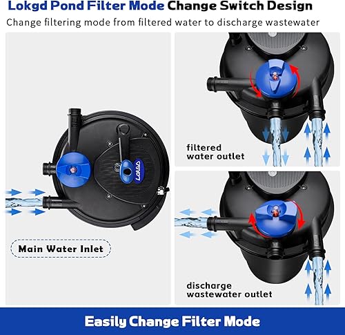 Miniatura 4 de Filtro biológico de estanque a presión,Filtro de estanque de 1840 GPH con luz de 15W,Filtro de estanque bio presurizado 7000L para estanque al aire