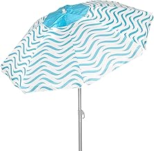 AKTIVE Sombrilla Playa Grande, Protección UV50, Inclinable y Regulable en Altura, Mástil acero, Tejido Oxford, 8 Varillas, Sombrillas Grandes, Funda Transporte con Asa, 220 cm