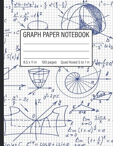 Graph Paper Notebook: Quad Ruled 5x5 Composition Notebook / 100 pages(8.5 in x 11 in) / 5 squares per inch Grid Paper / Journal, Diary Gift for Math, Algebra &amp; Science College or School Student