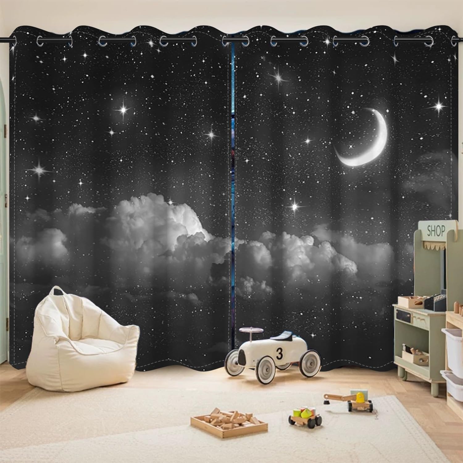 Rideaux occultants ciel étoilé 66x160 cm pour salon et chambre
