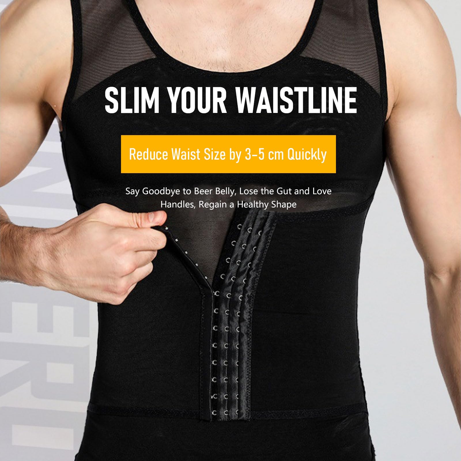 Mayoii Chemise de compression pour homme avec crochets sur le devant, gilet amincissant pour homme, gilet moulant, contrôle du ventre, gilet de compression pour homme