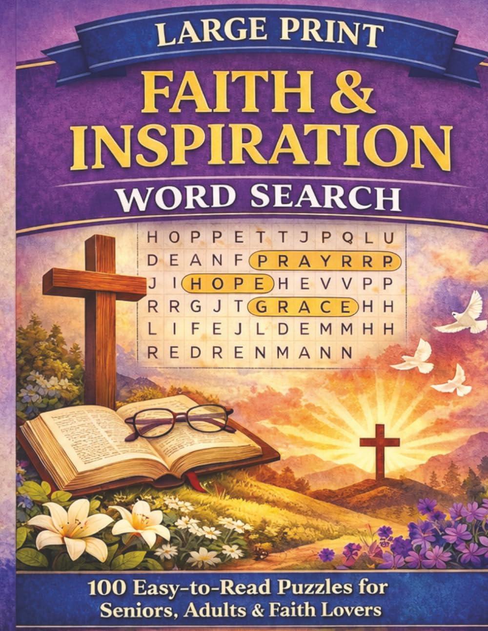 Large Print Faith & Inspiration Word Search: **100 Easy-to-Read Puzzles for Seniors, Adults & Faith Lovers Uplifting Christian Word Searches for ... (Large Print Word Search for Relaxation)