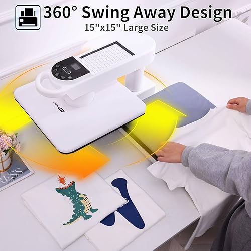 Miniatura 4 de AKEYDIY Prensa de calor automática giratoria de 15 x 15 pulgadas para camisetas, máquina de transferencia de calor profesional de sublimación con