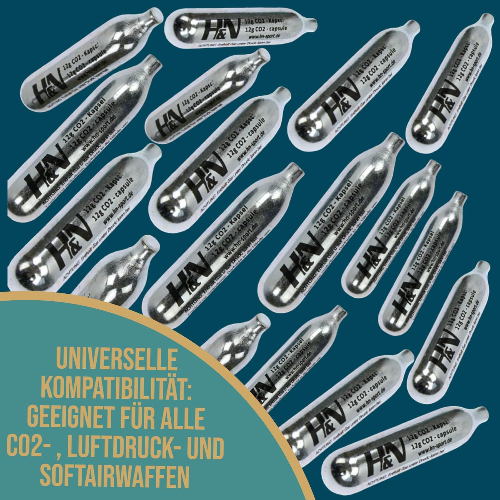 H&N CO2 Kapseln 12g – 100 Stück – Für Softair, Paintball, Luftgewehr & Luftpistole – Einwegkartuschen für gleichmäßige Leistung & hohe Präzision