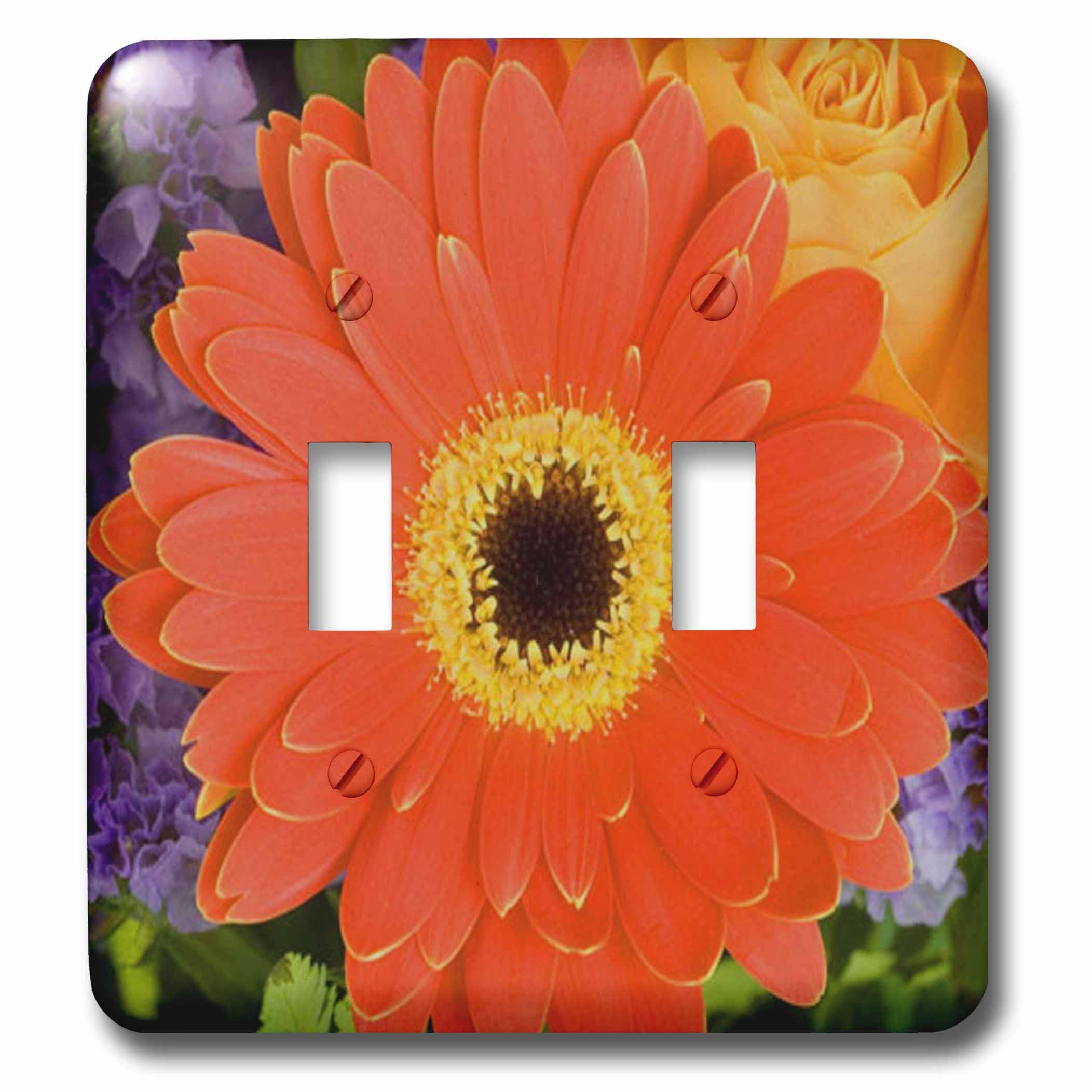 Fleur de gerbera double interrupteur à bascule mural décoratif