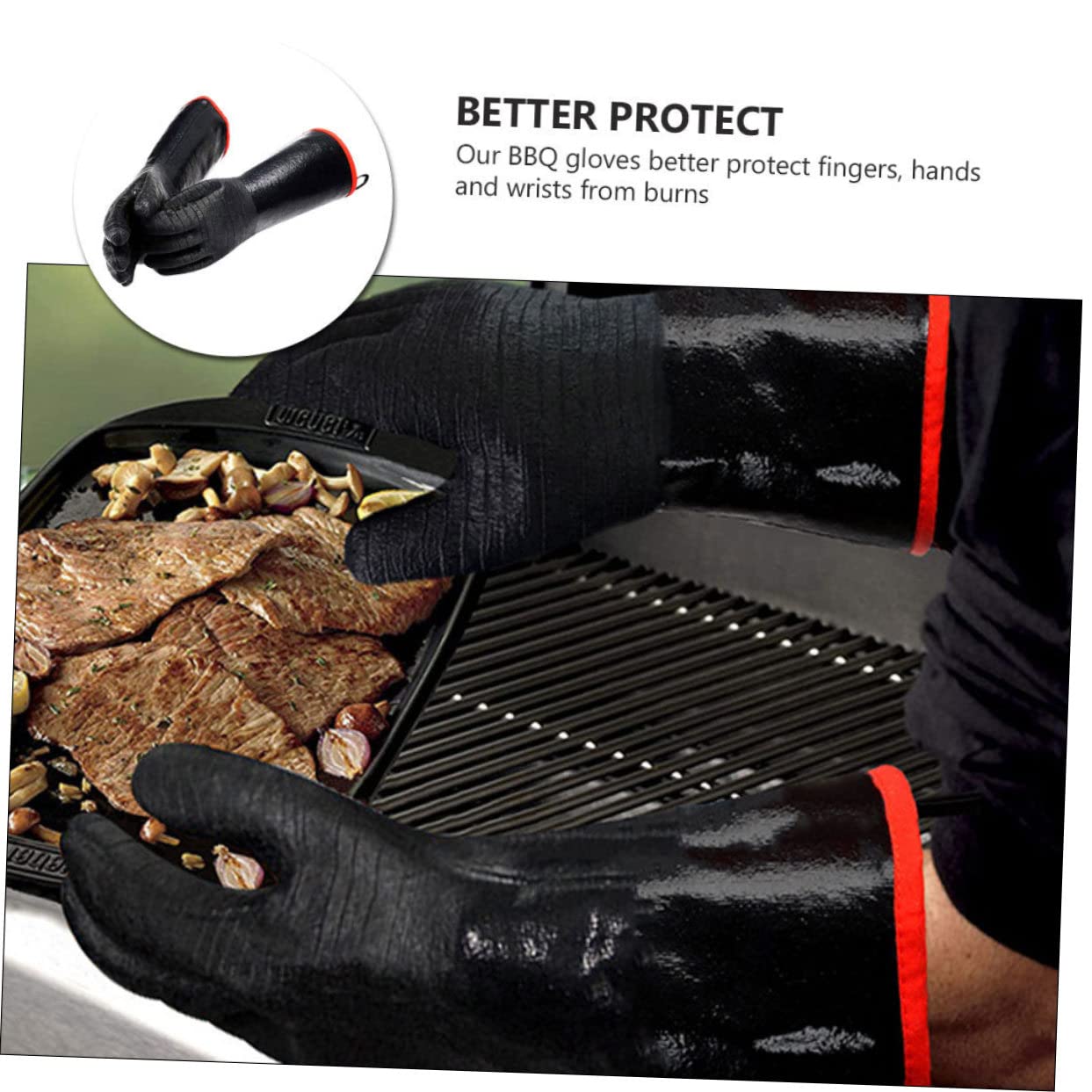Guanti da Forno in Neoprene Resistenti al Calore Neri | 1 Paio Riutilizzabile, Isolamento Termico per Microonde e Ambienti Caldi, Uso Cucina e Barbecue