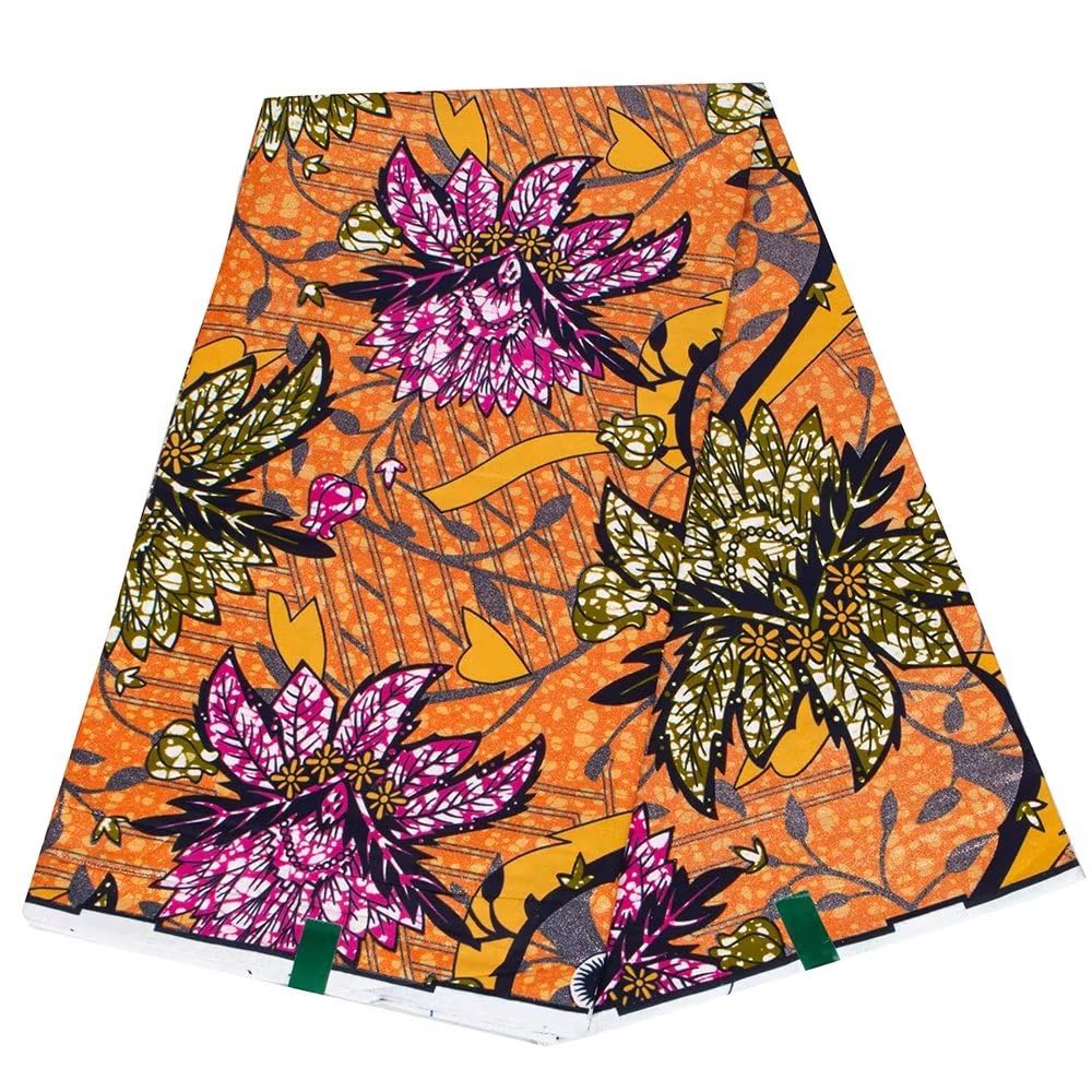 HollandaisWax African Real Wax Fabric Gold Wax Print Batik Soft Pagne Nigeria Ankara Wax Fabric 1513