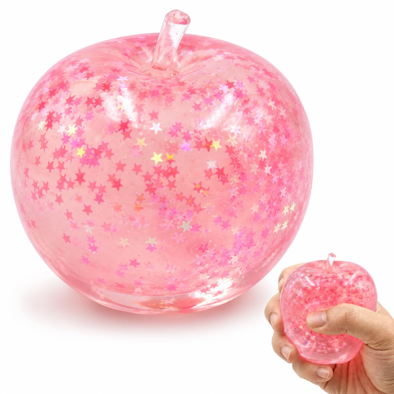 1-Piece Pink Apple, Star Apple Shape Fidget Stress Ball for Desk Decoration