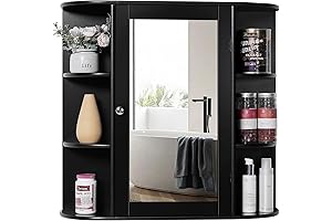 Iwell Black Bathroom Medicine Cabinet with Mirror