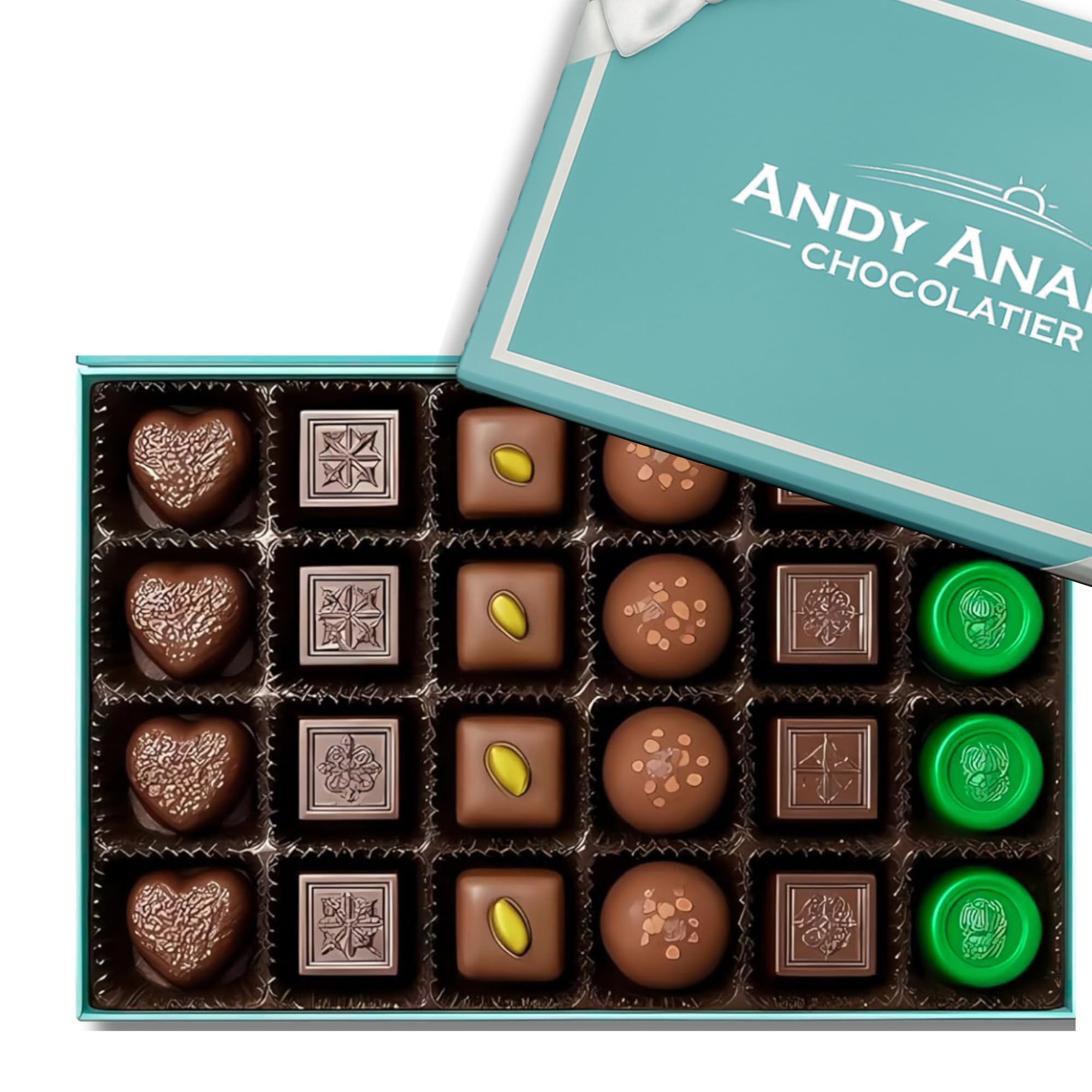 Andy Anand Luxury Vegan Dark Chocolate Gluten Free Truffles Praline Collection (24 Pieces), Dairy Free, Soy Free, Sesame Free, Allergy Friendly, Delicious Decadent Belgian Truffles