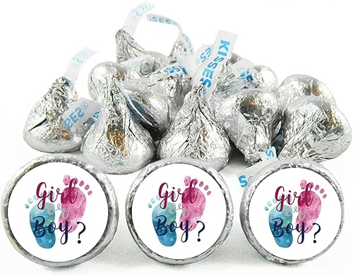 Miniatura 3 de 180 etiquetas adhesivas de gotas de chocolate, huellas de revelación de género, etiquetas de besos para baby shower, etiquetas de recuerdo de baby