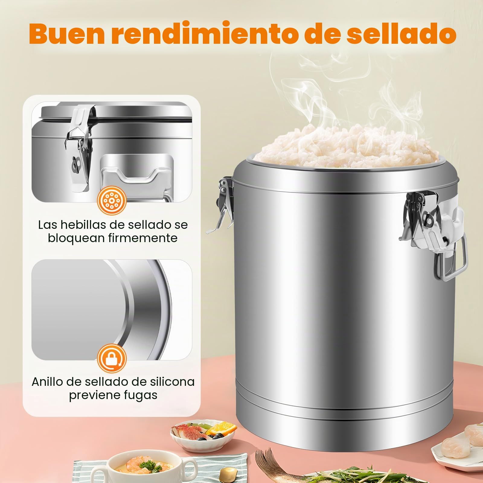Termo con bomba, 20 l, dispensador de bebidas de acero inoxidable, calentador de alimentos con tapa, para chocolate caliente, té con leche, té helado, leche, zumo, café al aire libre, viajes