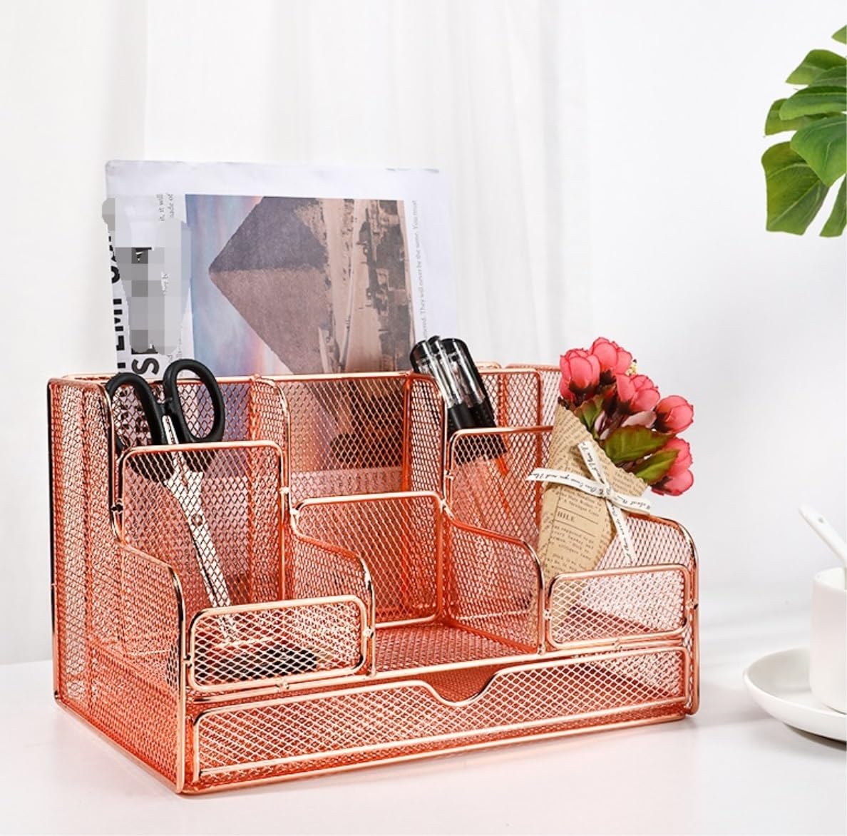 Schreibtisch-Organizer, Schreibtisch-Organizer mit Schublade, Arbeitsbereich-Organizer, Schreibtisch-Aufbewahrung für Bürobedarf, Schreibtisch-Organizer für Sammlungen (Farbe: Schwarz, Größe: 26 x 1