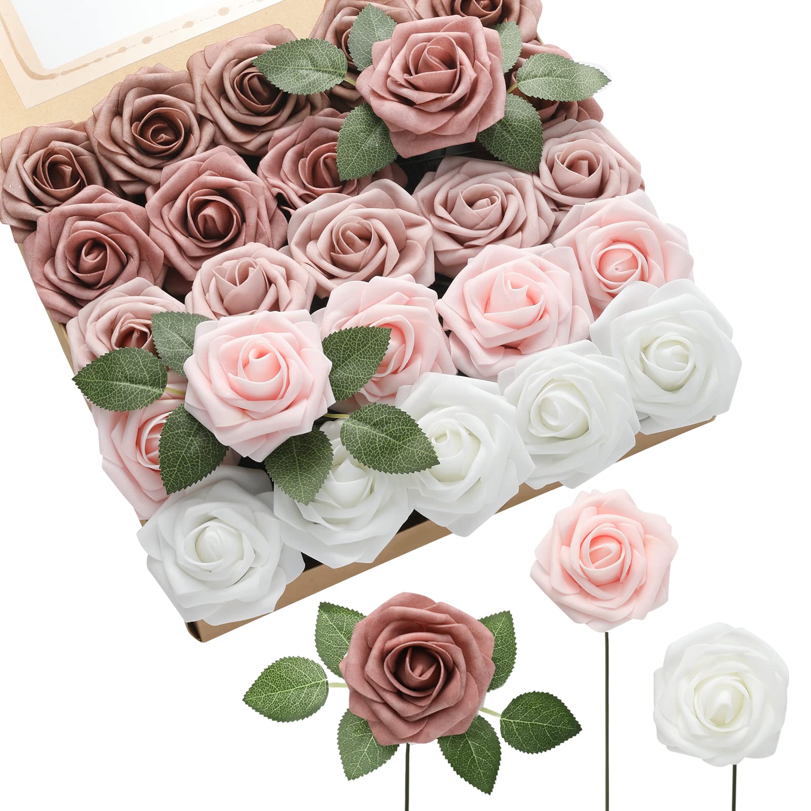 Roses artificielles réalistes en mousse DerBlue, fleurs de qualité pour art floral