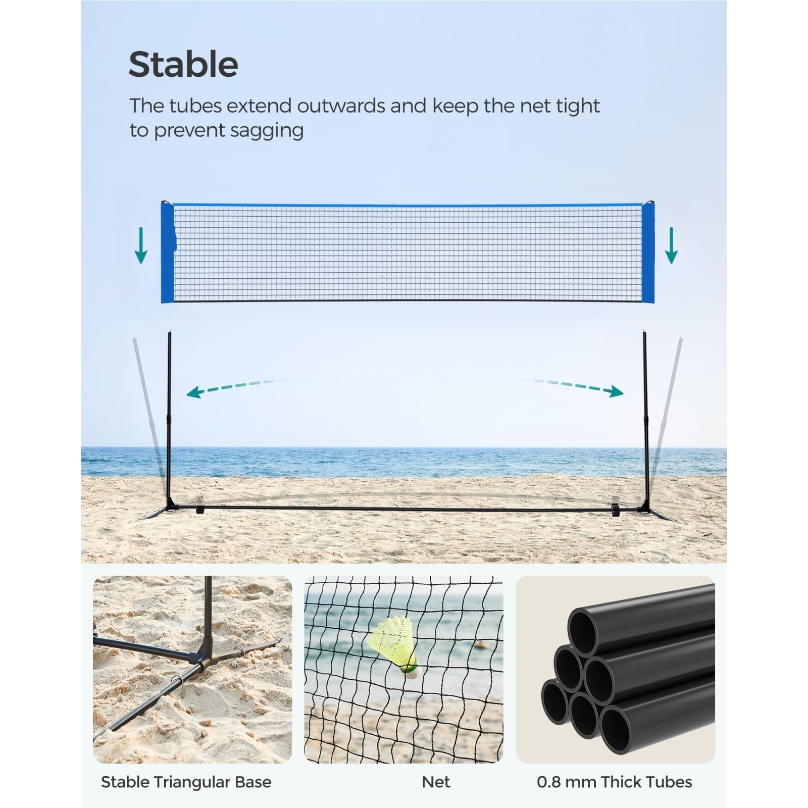 Rete Pallavolo Da Giardino Rete da badminton 3,0 m, rete pallavolo, pali regolabili in altezza, set portatile for tennis
