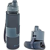 Nomader Botella de Agua Plegable con Tapa de Rosca a Prueba de Fugas para Viajes, Deportes y Actividades al Aire Libre - Sin BPA, 650 ML