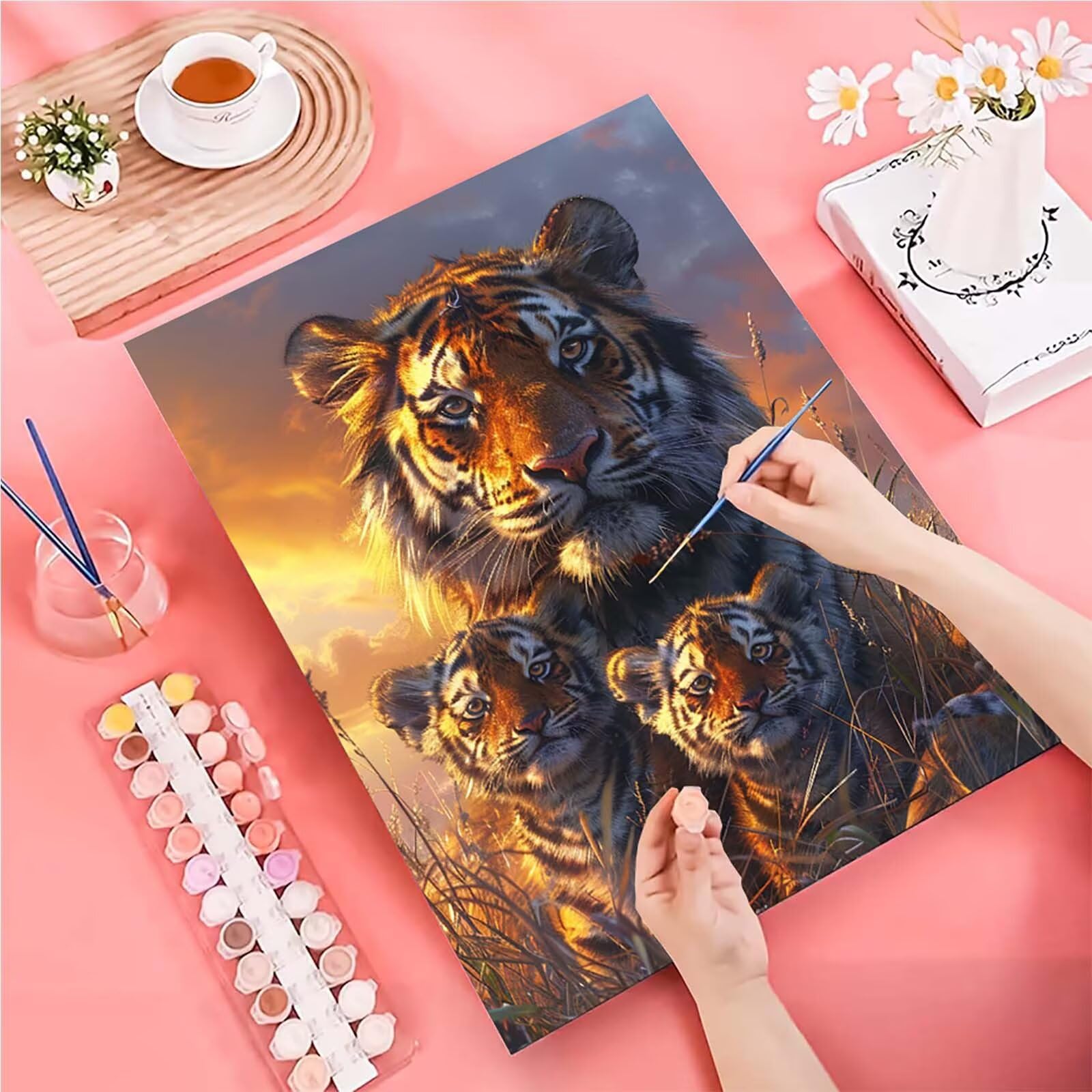 Amazon.co.jp: Paint by Numbers 虎, 数字油絵 動物, 数字塗り絵