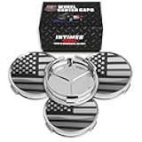 75MM 2.9 Inch Wheel Center Caps Rim Wheel Center Hub Caps, Pack of 4 Chrome with American Flag