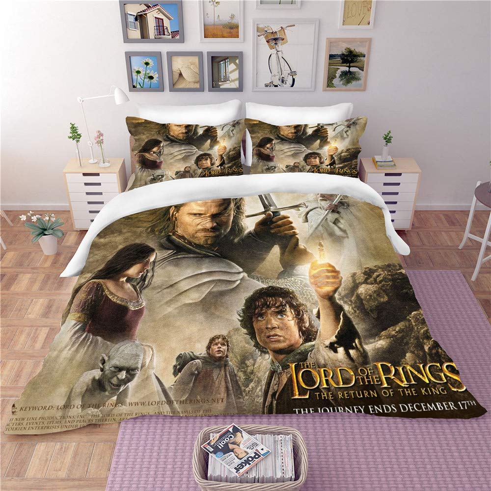 Ste-X Juego De Cama The Lord of The Rings Funda Nórdica De Impresión Y Fundas De Almohada 50x75cm 2/3 Piezas Ropa De Cama para El Hogar De Moda ((180x220 cm)-Cama de 105/135,Style 06)