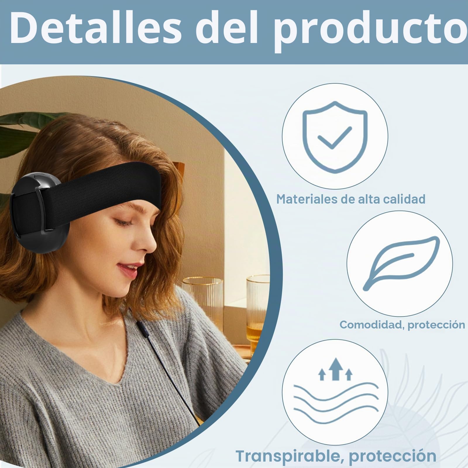 cascos antiruido adultos, cascos cancelación de ruido, mejoran el sueño, cascos insonorizacion para estudiar, orejeras elásticas ajustables, ideales para viajes, Negro
