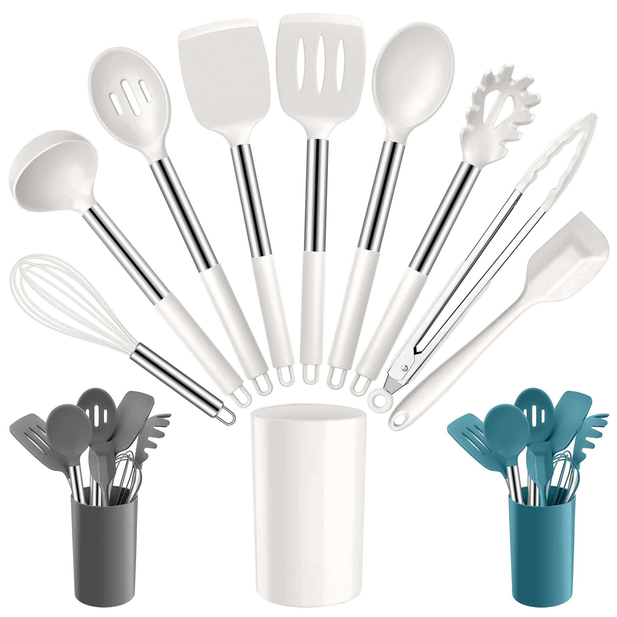 Joyfair Kitchen Utensils Set, 10 Pcs Silicone Cooking Utensils Set including Stainless Steel Handle