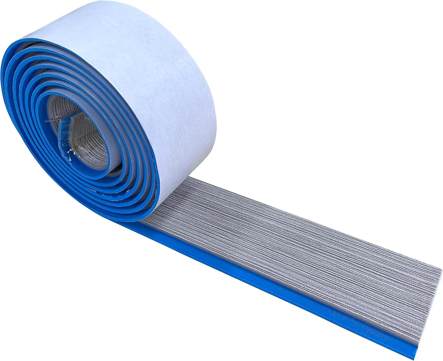 HZCHION Faux Teak Boat Flooring EVA Foam Decking Sheet Border Strip, 240x5.5cm, Light Gray With Blue