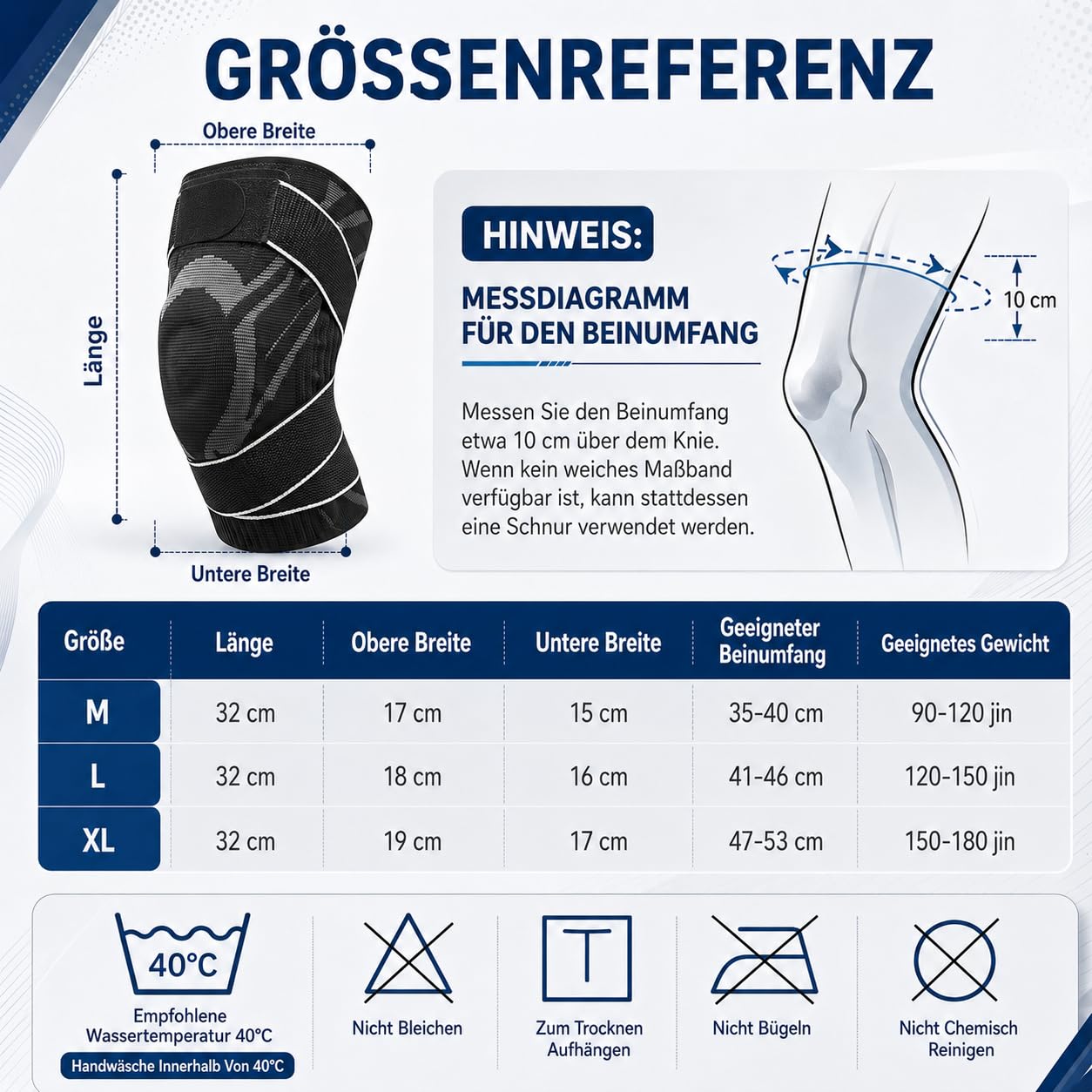 Anaconda Knee Brace Mit Drehverschluss, Einstellbare Kniebandage Mit Seitlichen Federn und Gel Patella Polster, Rutschfeste Kompressionsbandage Für Sport und Alltag (Schwarz,L)