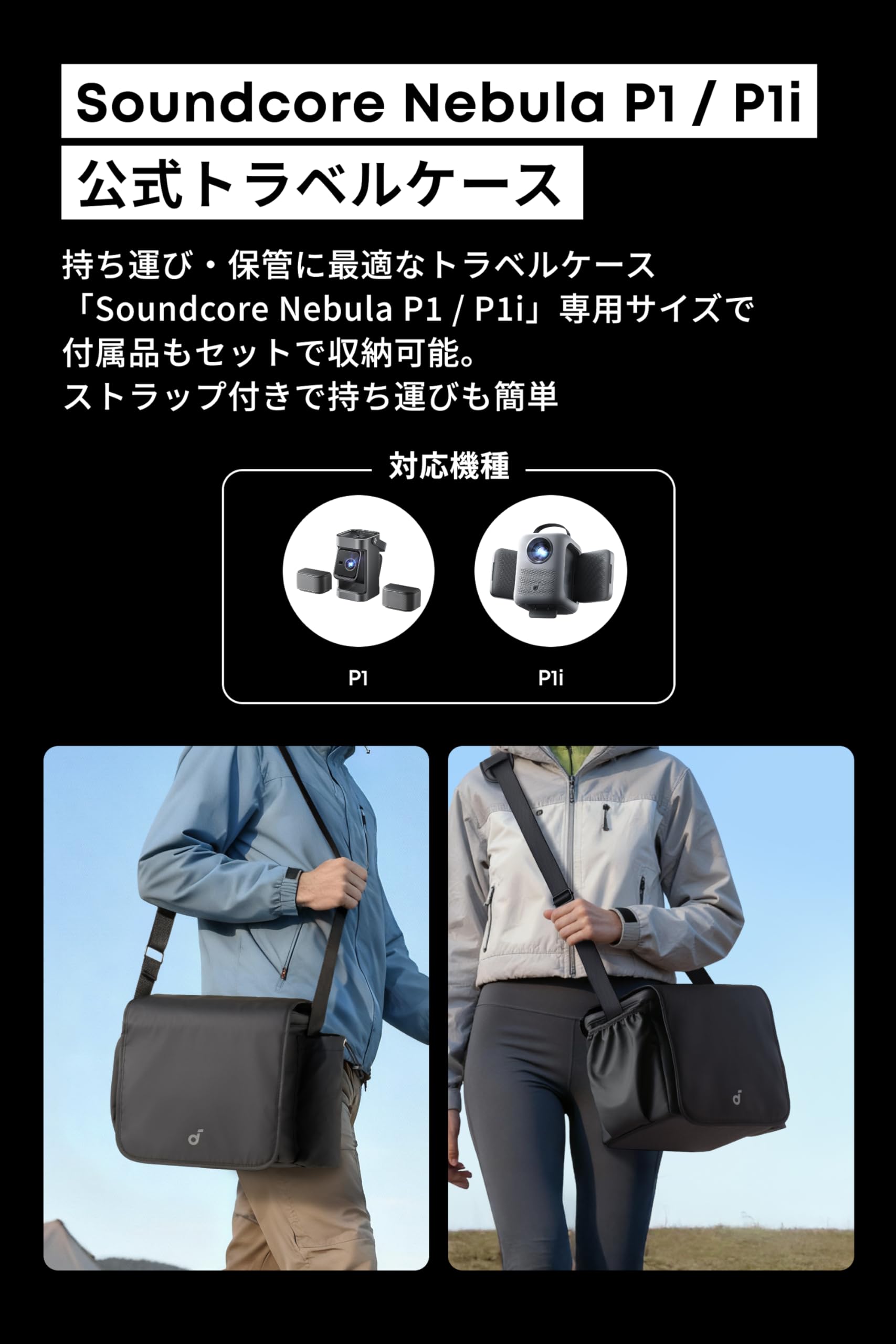 Amazon | Anker Soundcore Nebula P1 / P1i 公式トラベルケース | 対応