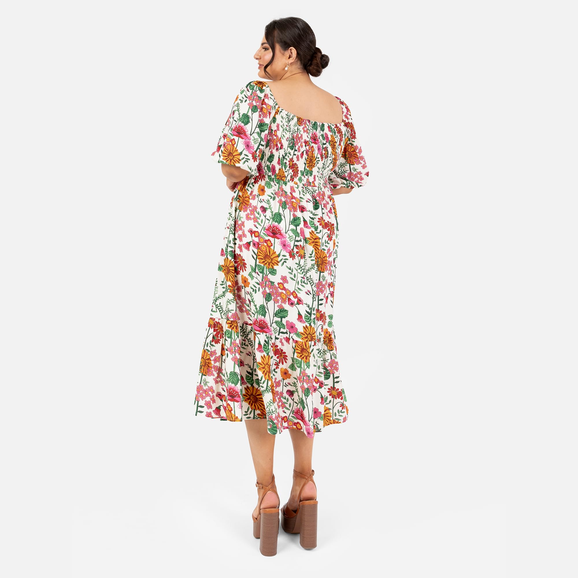 Lovedrobe Abito da Donna A Maniche Corte, Scollo Rotondo, con Frill, Linea A-Line, Estiva, Smock NAN