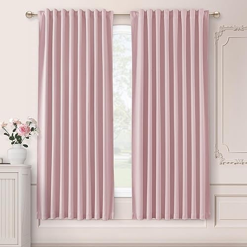 Miniatura 12 de SHINELAND Cortinas opacas de 102 pulgadas para sala de estar, cortinas opacas con pestaña trasera de 102 pulgadas de largo para dormitorio, Crema