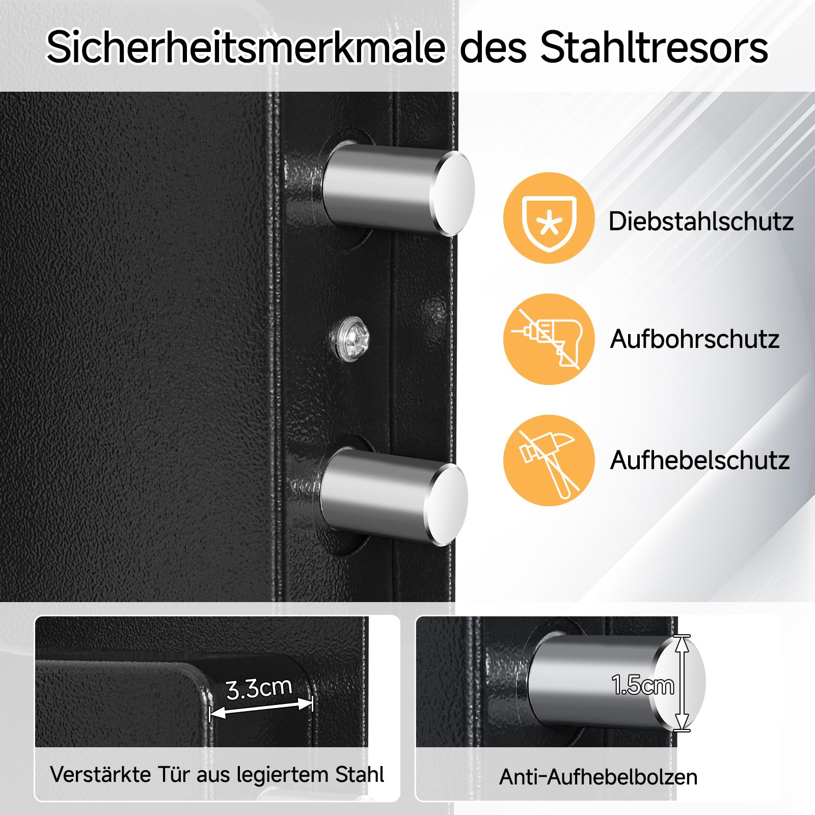 OUUTMEE Caja fuerte de 45 litros ignífuga con bolsa impermeable para documentos, con cerradura de combinación + llave, adecuada para guardar dinero en efectivo, joyas y documentos, color negro