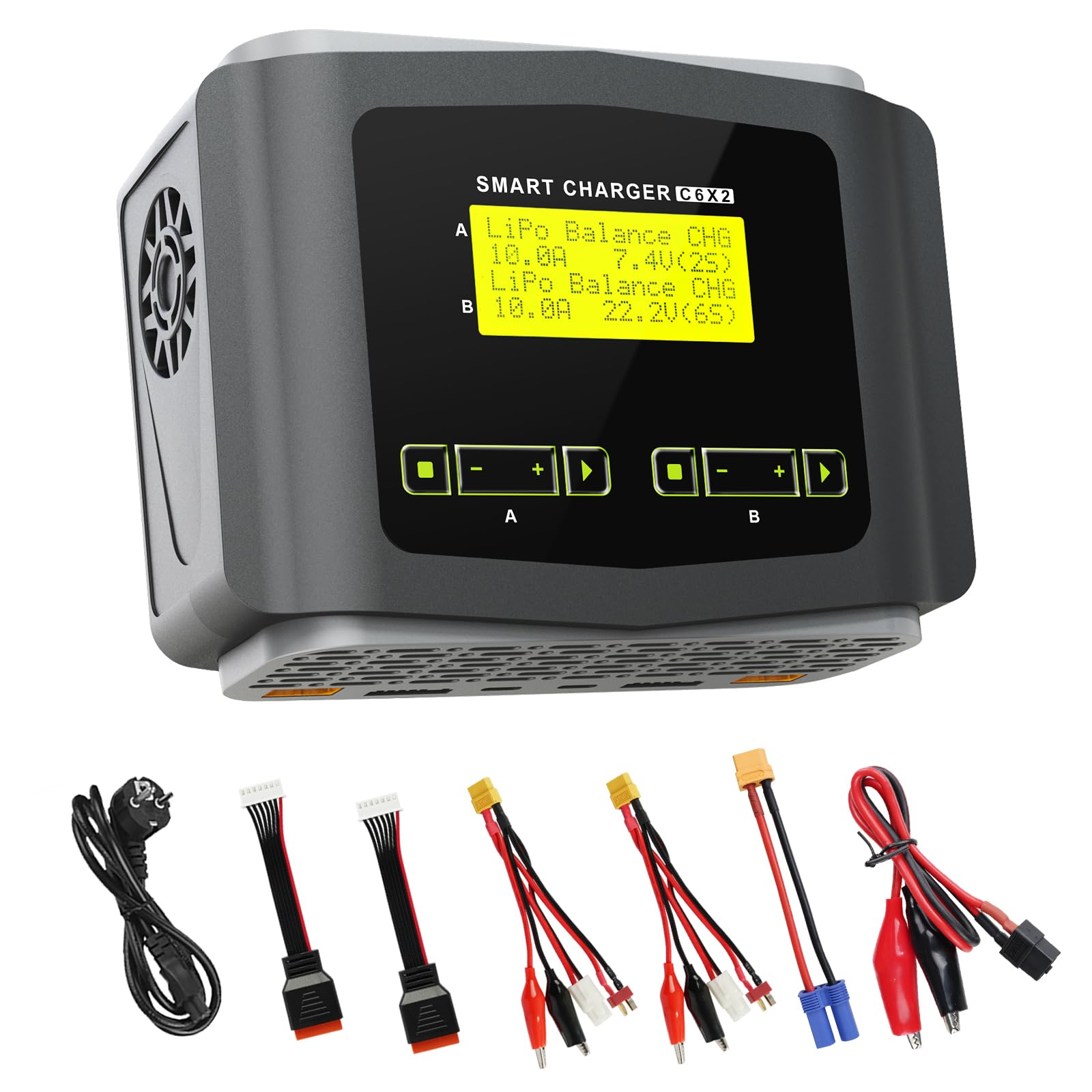 Haisito RC ładowarka do akumulatorów litowych AC 150 W/DC 240 W, Duo, LiPo ładowarka do LiPo/Life/LiHV/Lilon (1-6S), NiMH/NiCD (1-15S), PB, inteligentna bateria, ładowarka 10 A RC Balance, ładowarka