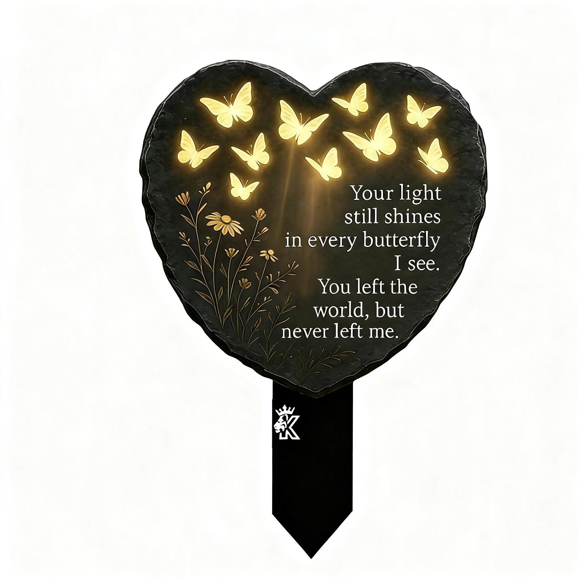Comforso Acrylic Heart & Butterfly Memorial Garden Stake, Outdoor Grave Ornaments for Graveside, Lawn, Backyard, Memorial Garden Grave Decorations, Weather-Resistant Cemetery & Garden Ornaments