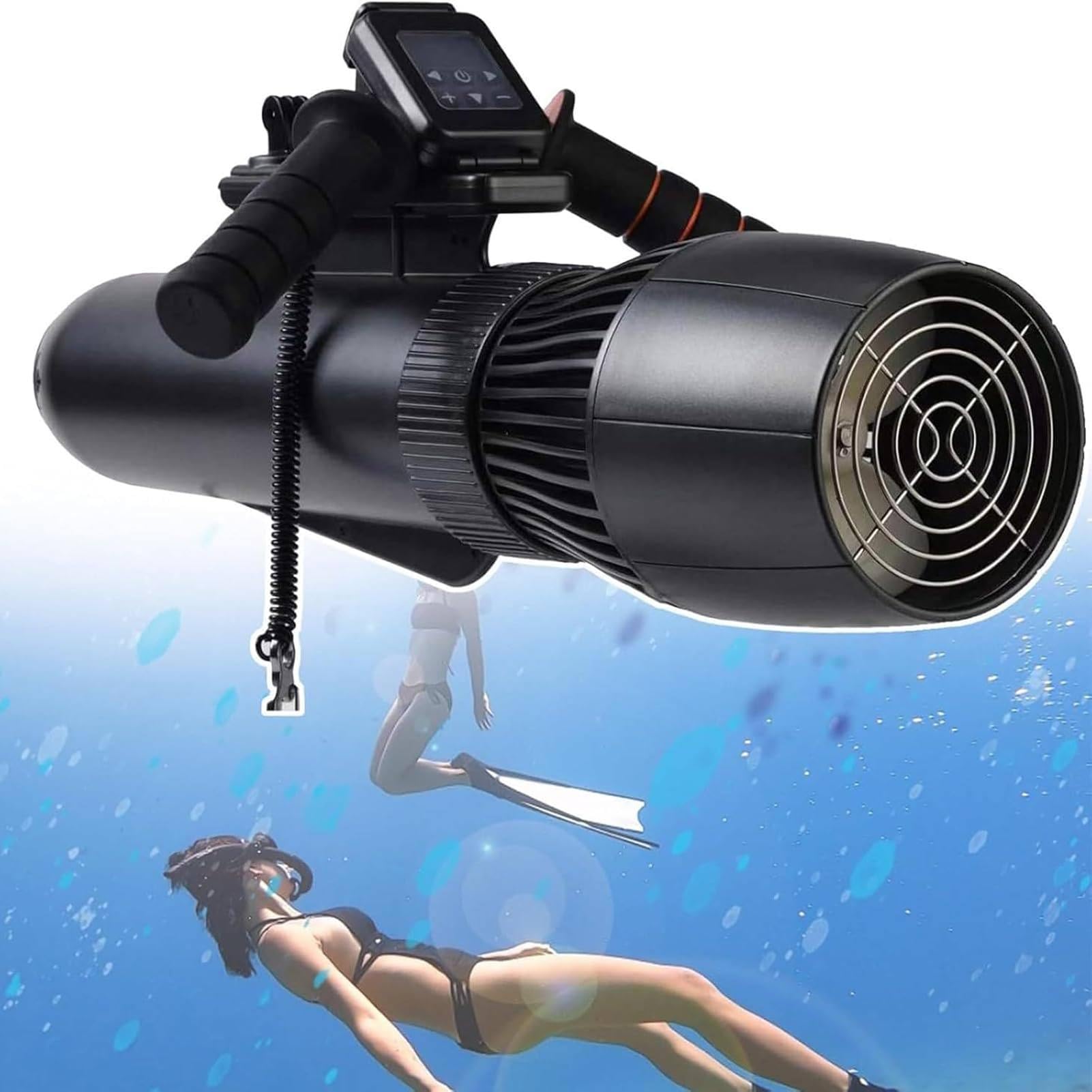 WYBYYDS Portable Kayak Booster, 10000mAh Brushless Underwater Thruster, 40M Waterproof 10Km/h Sea Scooter Speed Control 3-9Km/h 16000mah