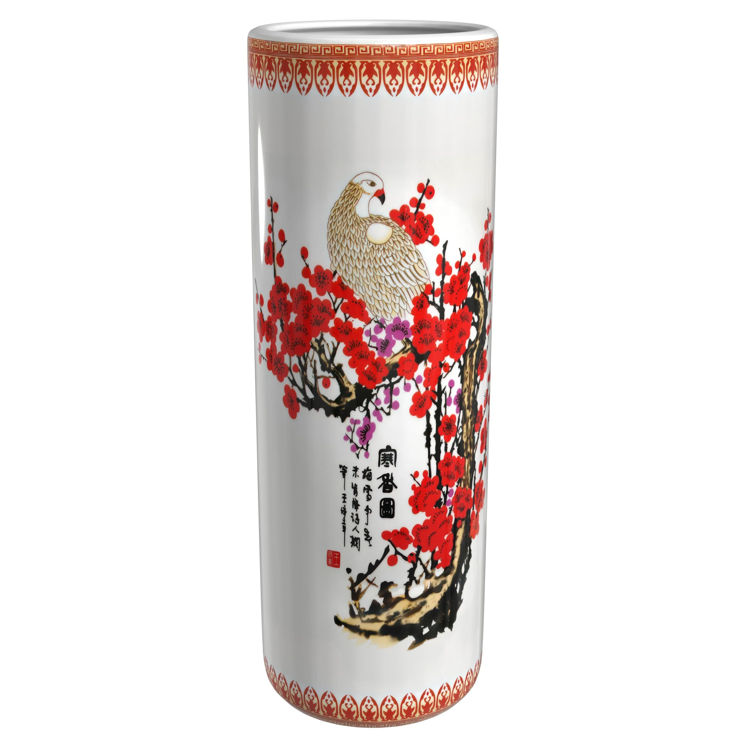 Red Lantern Oriental Furniture 24" Cherry Blossom Porcelain Umbrella Stand