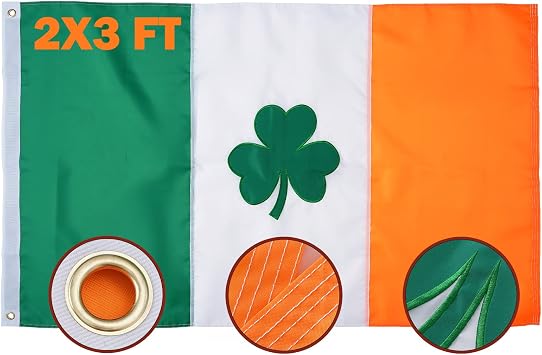 TOPFLAGS Irish Shamrock Flag 2x3 Feet,Ireland Republic Flags,Heavy Duty Sewn Stripes for St Patricks Day with 2 Brass Grommets 4 Stitching Rows,Vivid Color Outdoor Banners
