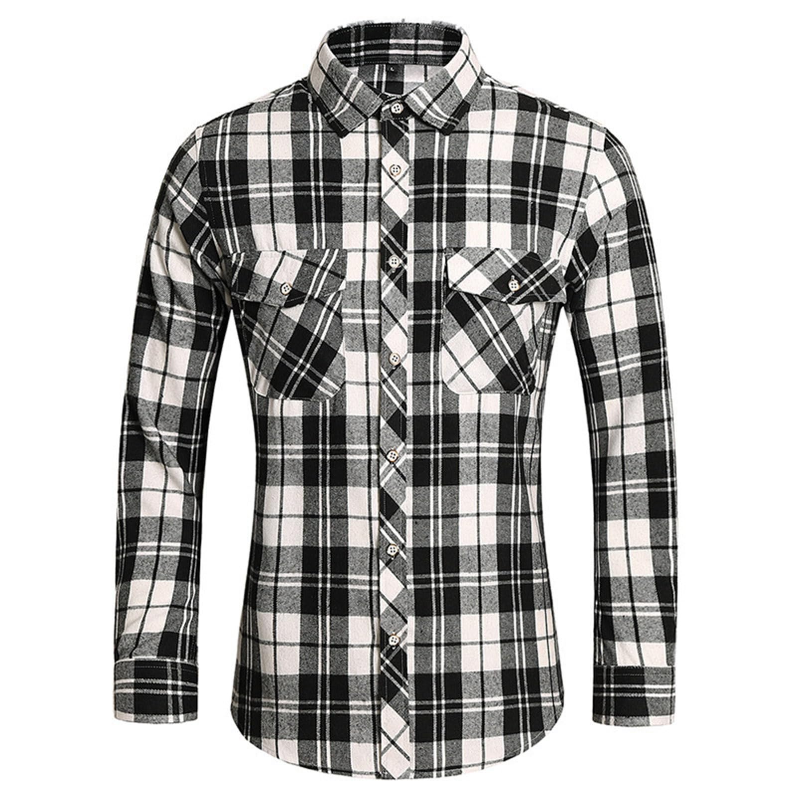 Generico Camicia Uomo Hawaiana-Camicia da in Flanella Calda e Spessa, Comoda, da, Autunno e Inverno, Casual, a Maniche Lunghe, con Risvolto Scozzese, con Tasche