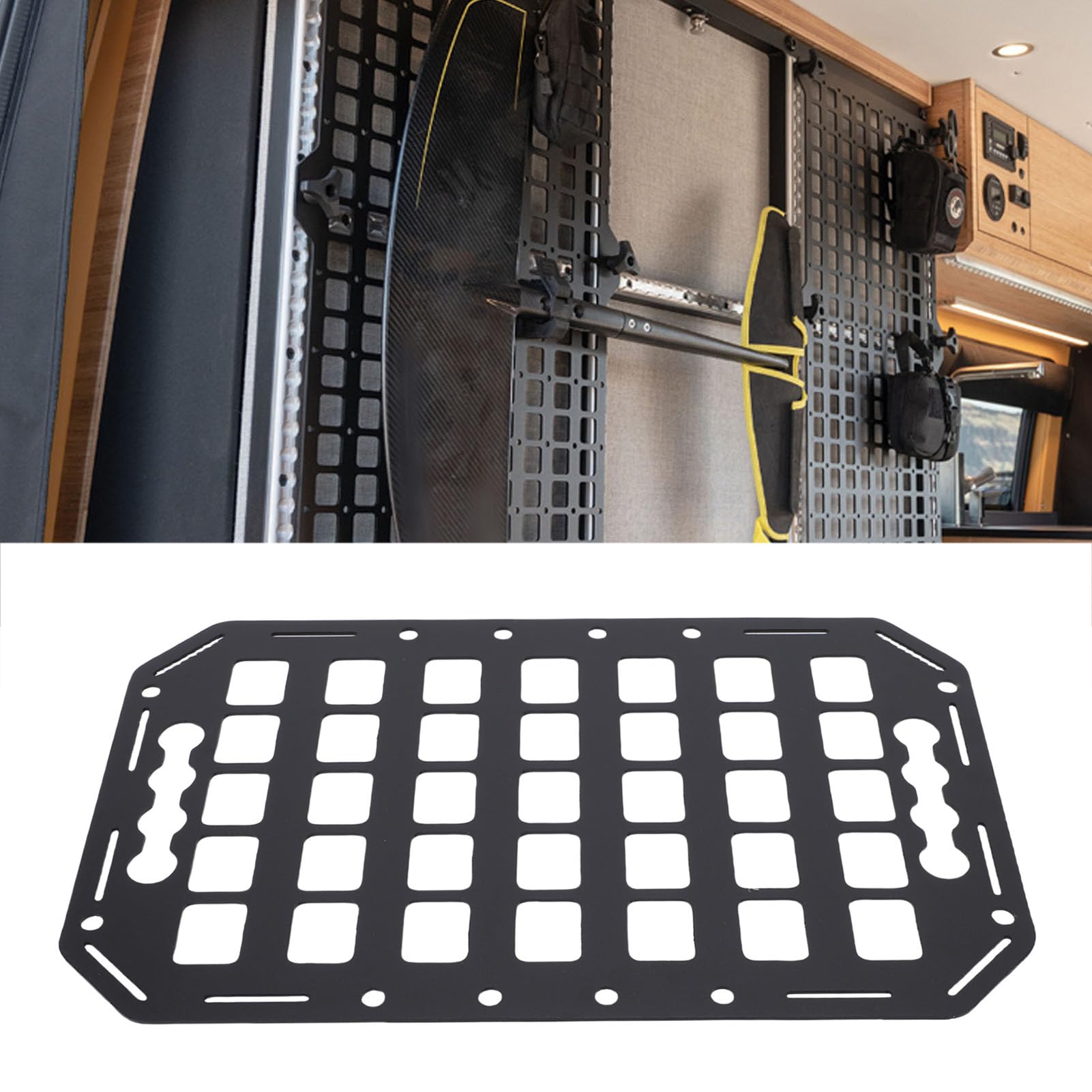 Haofy L Pista Molle Panel Camion Letto Molle Rack Alluminio 15x9.25x 0.08in con Fori Multipi per L Rail Tool Storage Cars SUV Pickups Camion