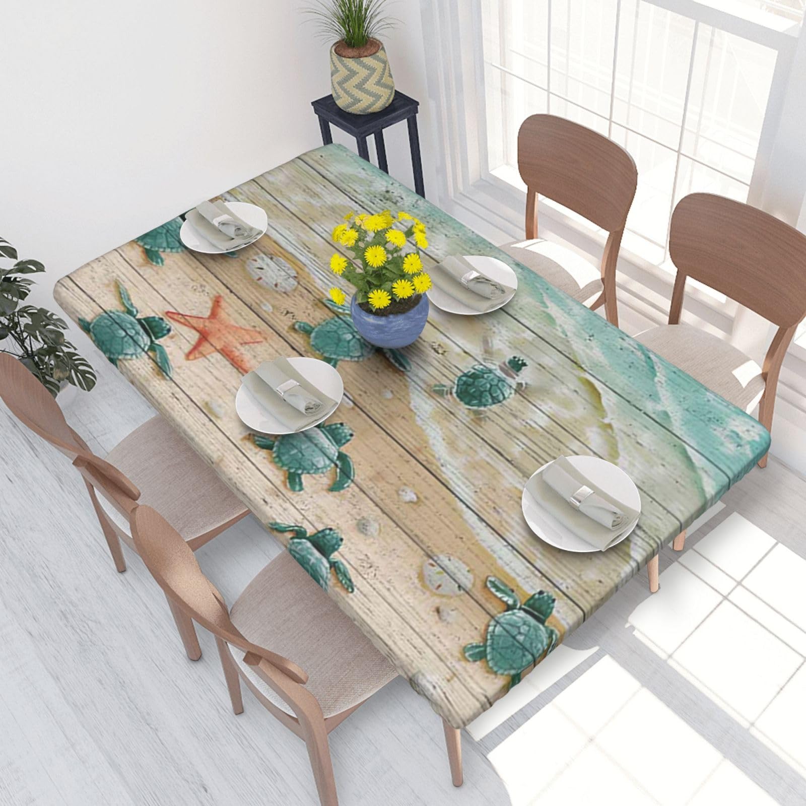 BNVSADC Sea Turtle Printed 4FT Tablecloth 122x76 CM Polyester Kitchen Water Resistant Table Cloth Dining Table Decoration Table Covers