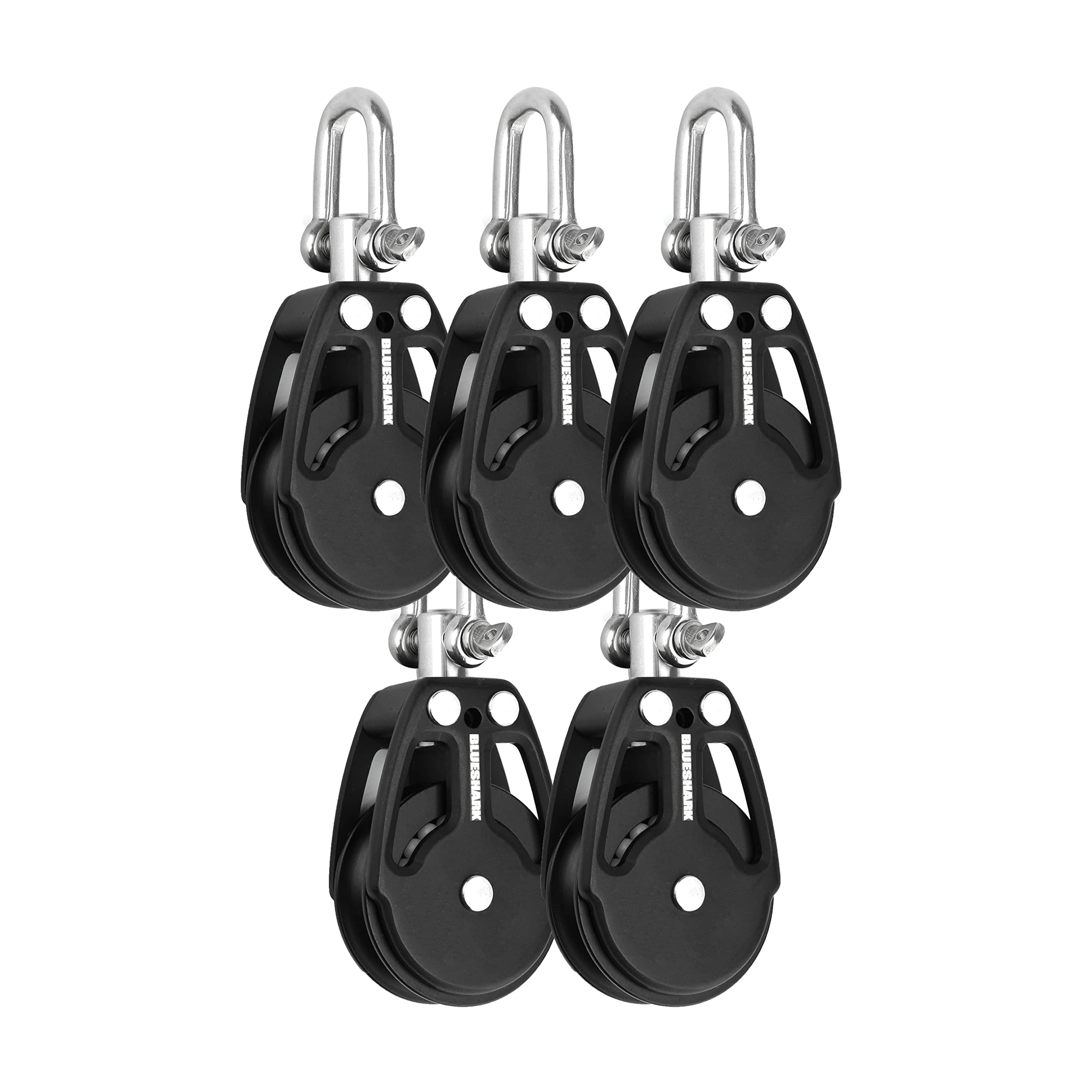 BlueShark2250 Sailing Pulley Blocks 38mm Single Swivel (5-Pack)