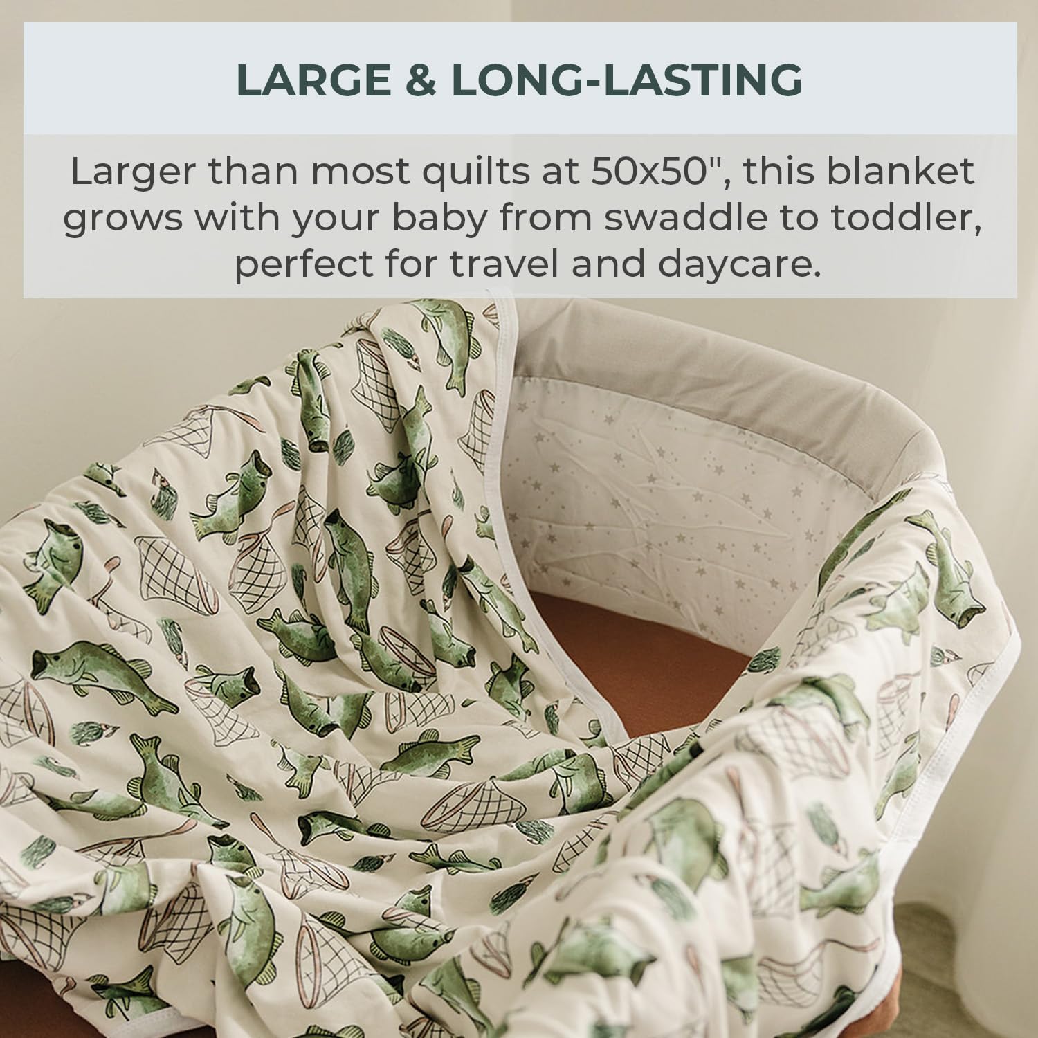 Pobibaby Premium Baby Blanket, Soft Stretchy Quilt for Babies, Toddlers, Kids (Gone Fishing) - Image 3