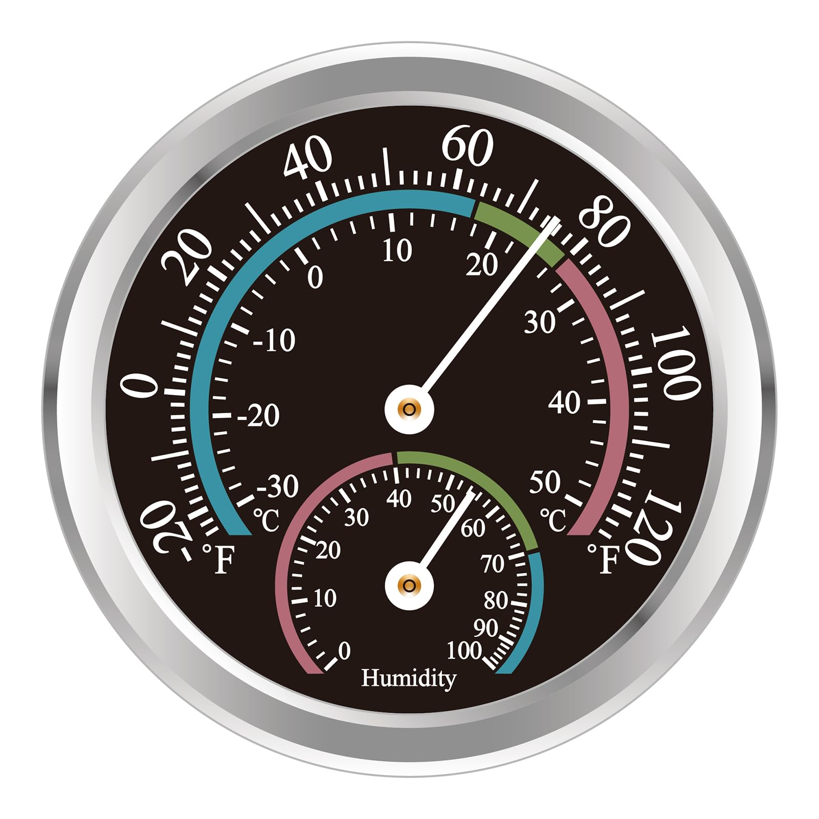 Indoor Thermometer Hygrometer Mini Analog 2 in 1 Temperature Humidity Outdoor Monitor Gauge for Home, Offices, Wall, Display Mechanical (1 Pack)