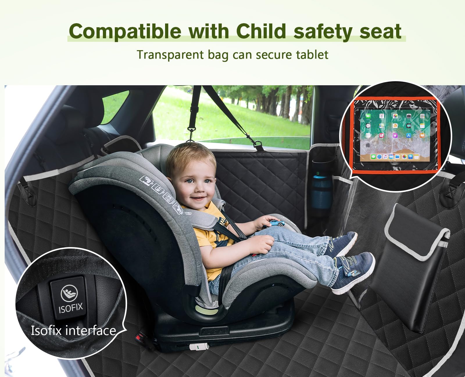 Pecute Coprisedile Auto Cani Posteriore, Estensore per Sedile Posteriore per Cani, Coprisedile Auto Cani con Fondo Rigido, Amaca per Cani per Lettino da Viaggio per Auto, per Auto, Camion, SUV